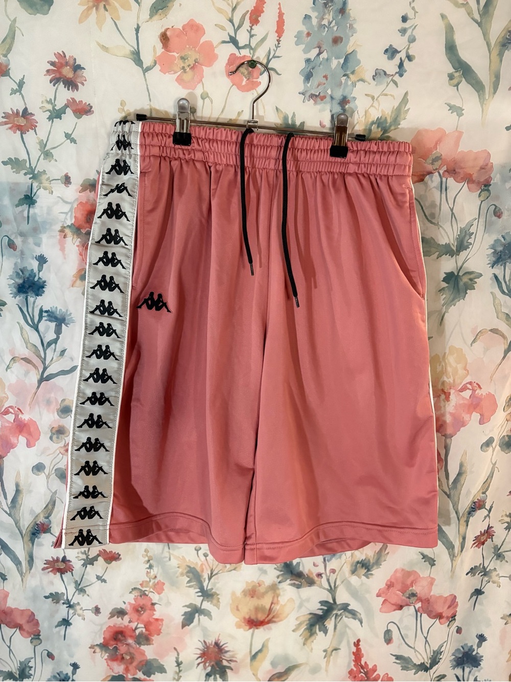 Kappa Dusty Pink Drawstring Athletic Shorts with Logo Tape